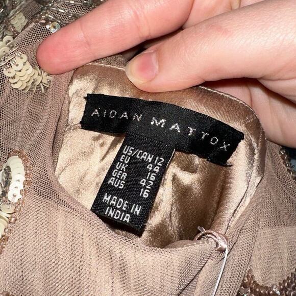 Aidan Mattox 54471920 Sequin Jewel Pleated Maxi Gown/Dress NWT Light Mink 12 - Picture 5 of 8